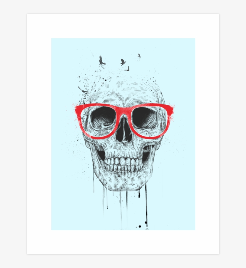 Skull With Red Glasses Art Print - Schädel Mit Roten Gläsern Mousepads, transparent png