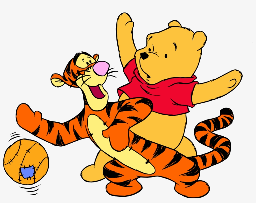 Winnie The Pooh Tigger And Ball Png Clip Art - Disney Characters Playing Sports, transparent png