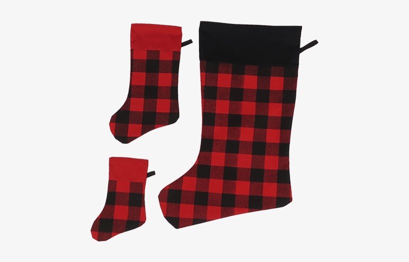 Red Tartan Christmas Stockings - Textile, transparent png