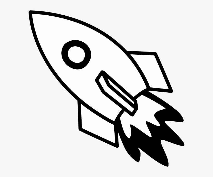 Black And White Rocket Fire Clip Art At Clker - Rocket Clip Art, transparent png