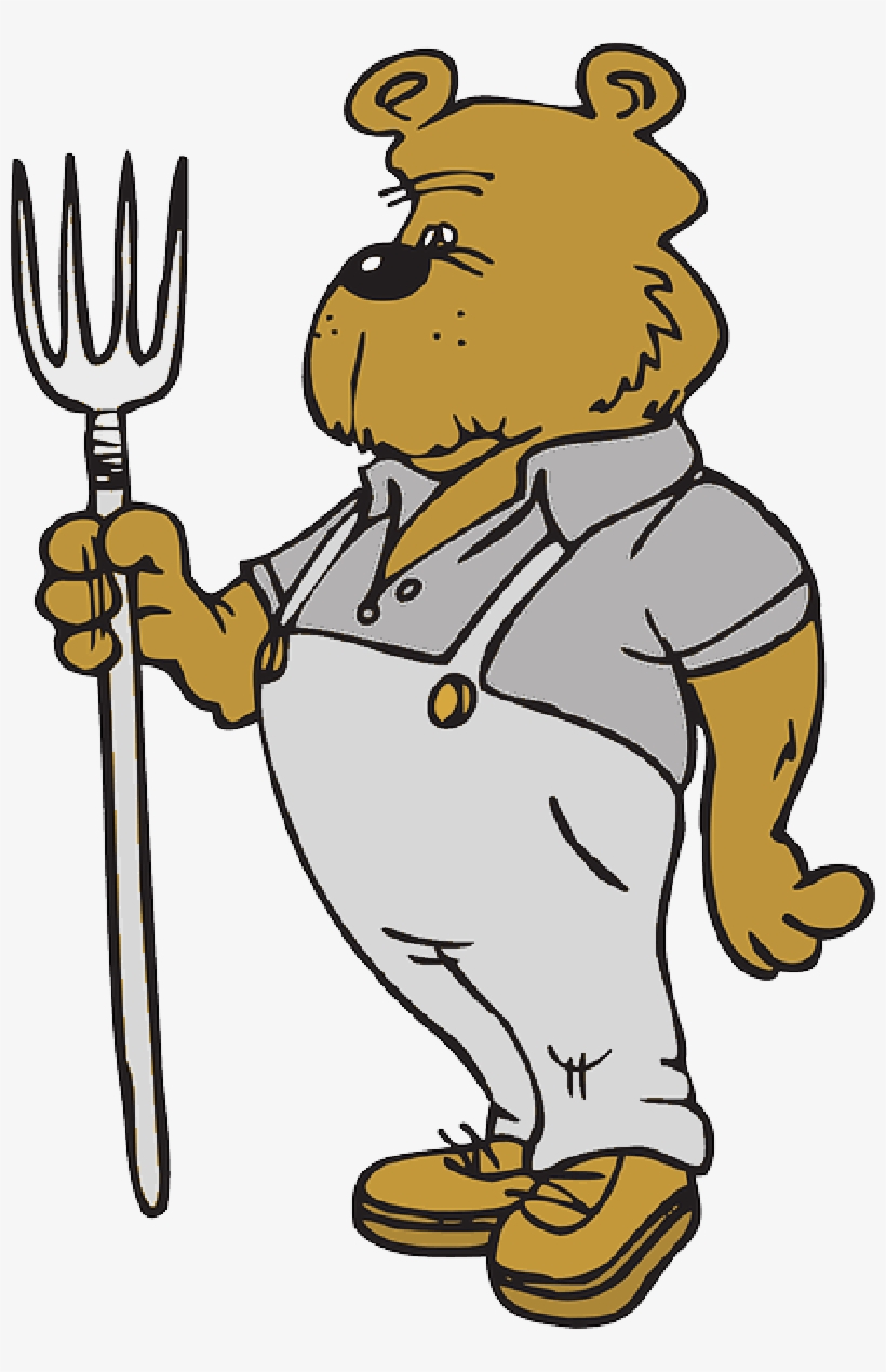 Farm, Tool, Farmer, Bear, Clothes, Pitchfork - Bear Farmer Clipart, transparent png