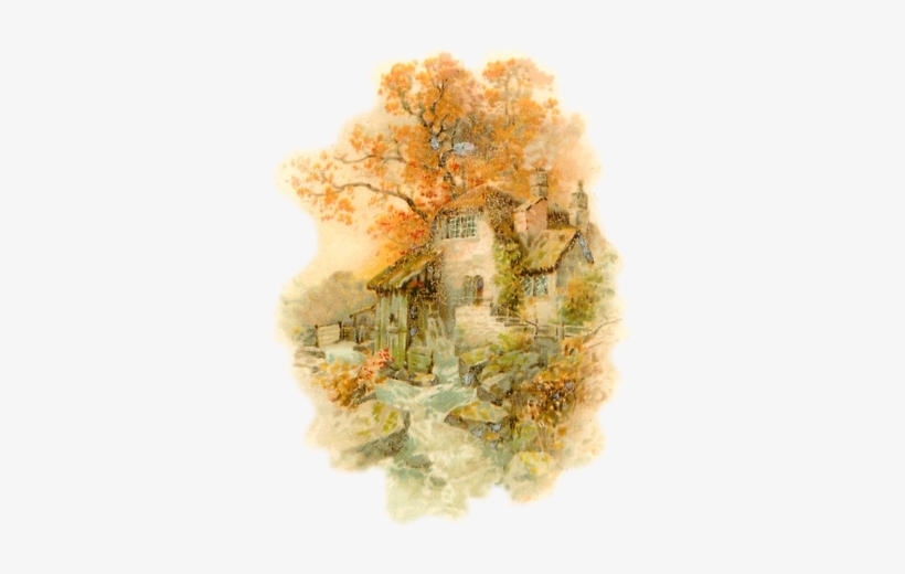 Lindner 1901 Gems Of Nature Mill By Stream Tuckdb Org - Tree, transparent png