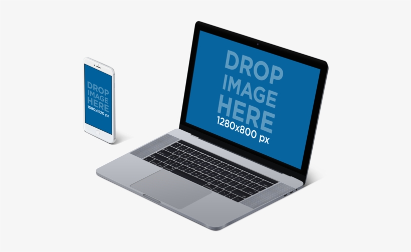 Mockup Of A Macbook Pro With Touch Bar And Iphone 7 - Netbook, transparent png