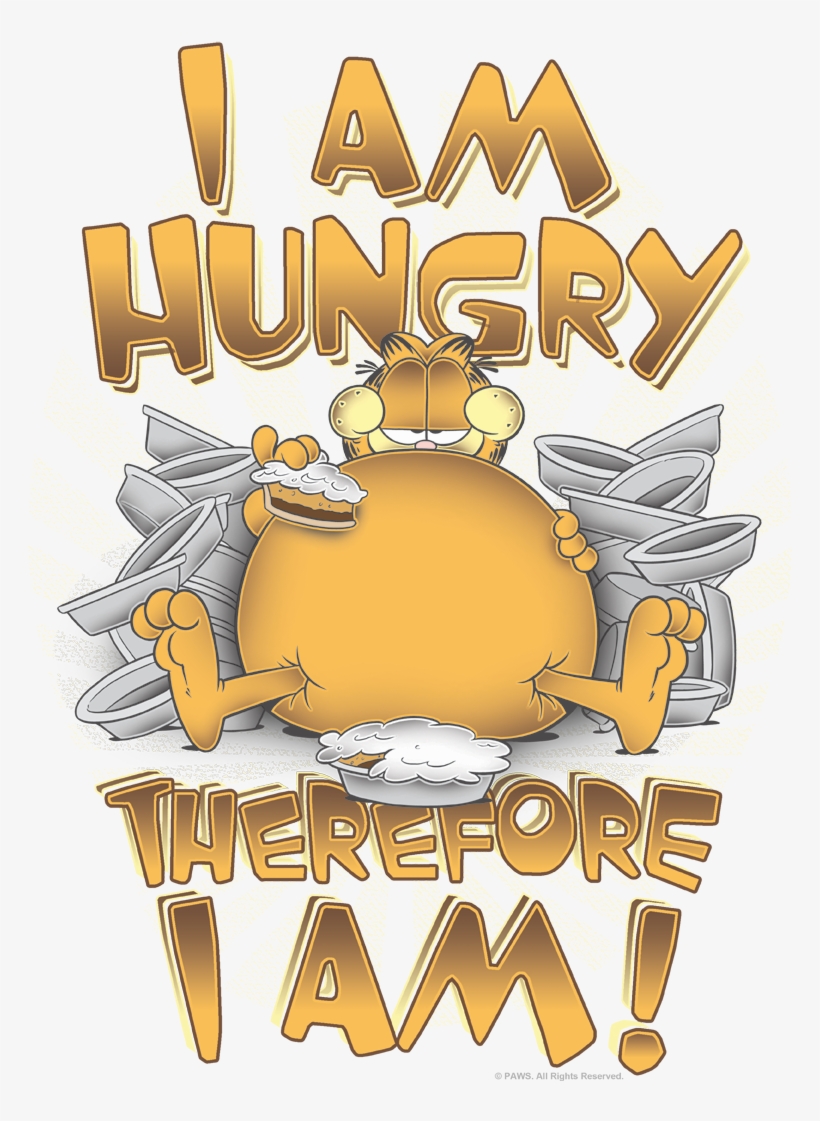Garfield Therefore I Am Men's Long Sleeve T-shirt - Cartoon, transparent png