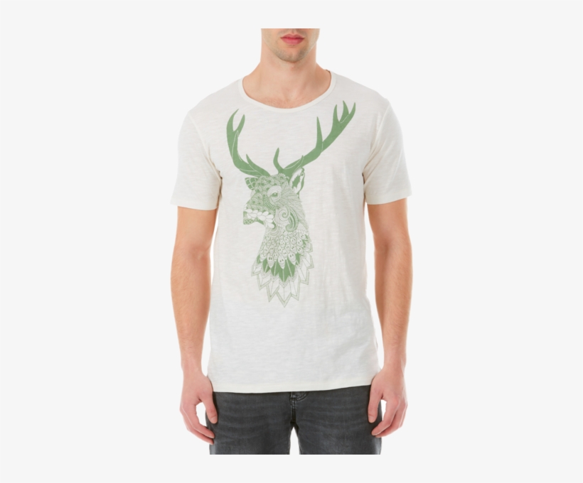 Men's Vintage White Stag Head T Shirt - Polo Shirt, transparent png