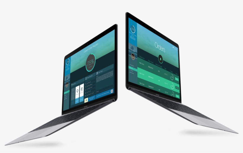Flying Macbook Mockup - Gadget, transparent png