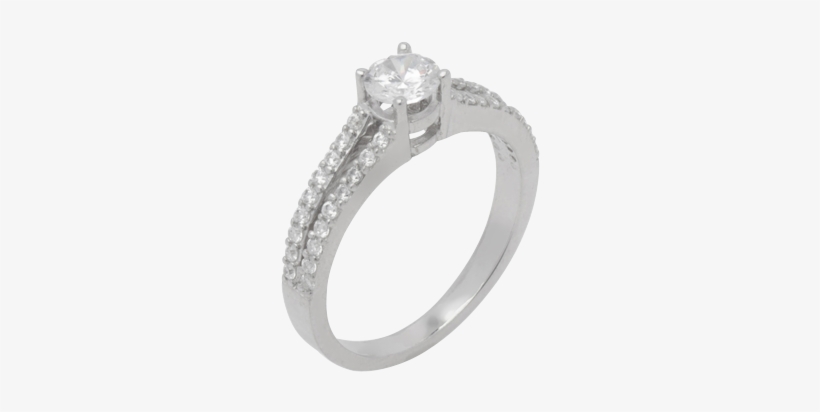 14k White Gold Diamond Ring Central Stone Size 5mm - 14k White Gold, transparent png