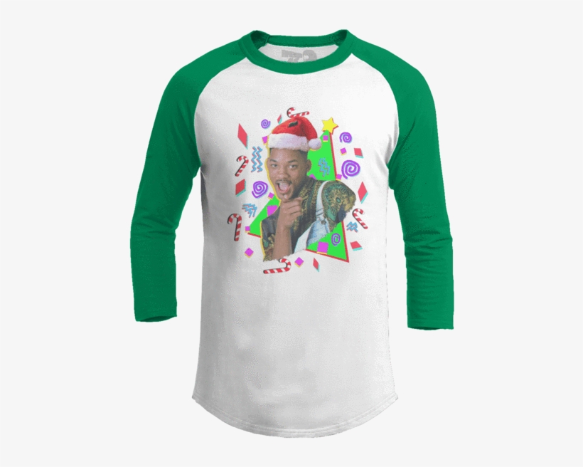 Fresh Prince - Put Out For Santa - Raglan / White/green / S, transparent png