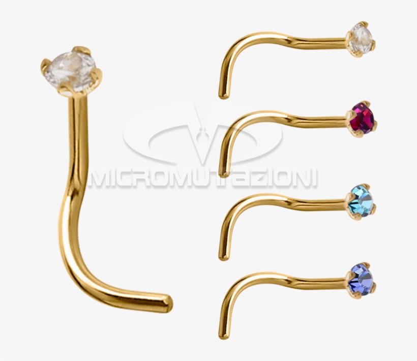 18k Gold Prong Set Jewelled Nose Stud Nose Studs & - Nose Piercing, transparent png