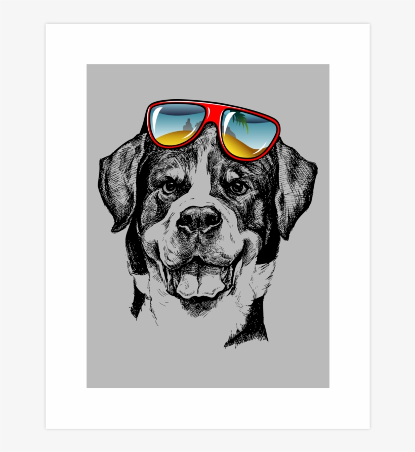 Cool Dog Art Print - Cool Dog Drawing, transparent png