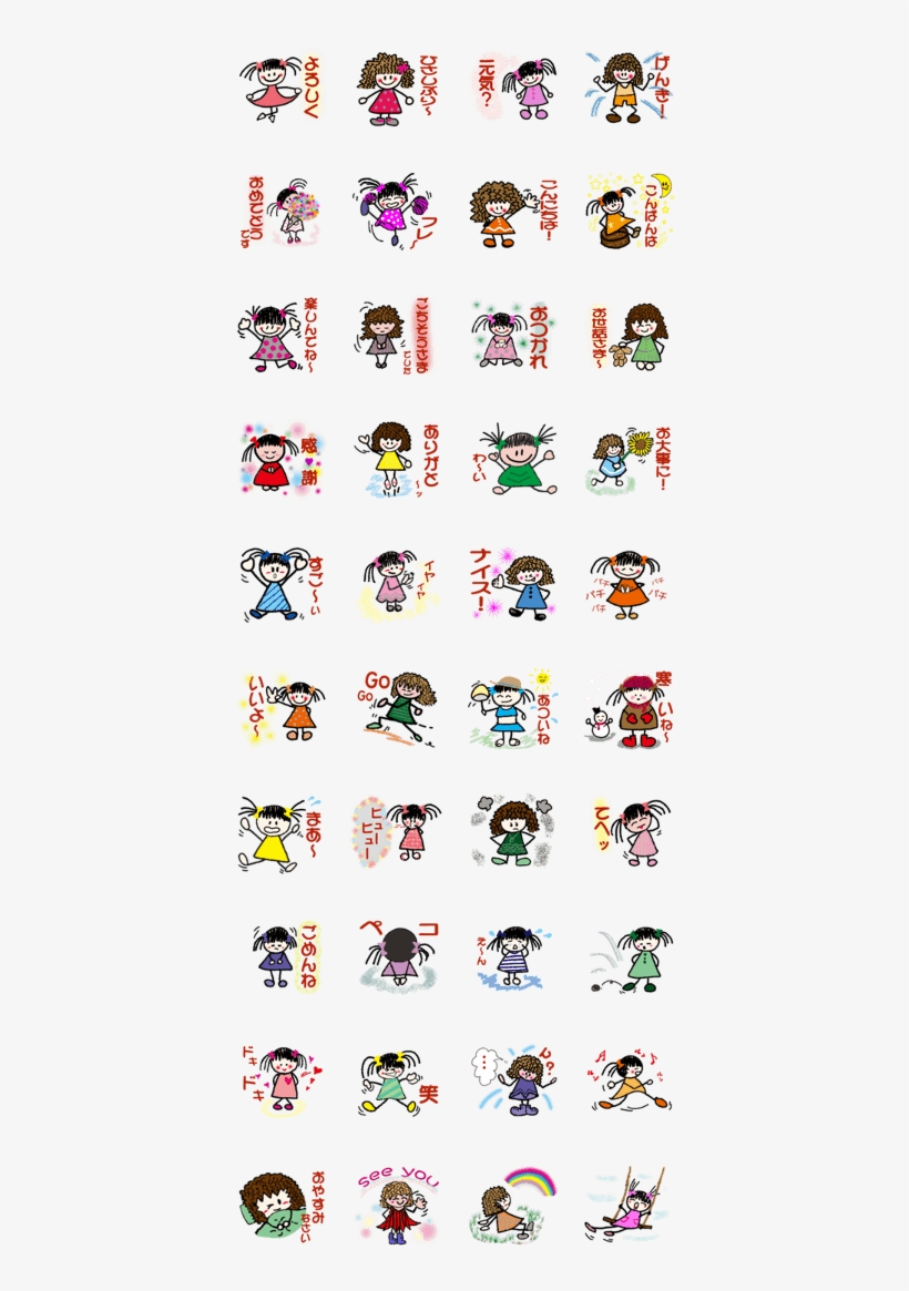 Ribbon And Curly Hair Girls Sticker, transparent png