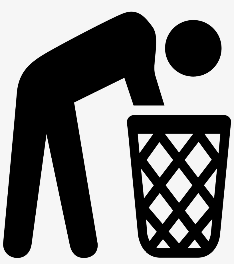 It's A Figure Of A Man Leaning Over Into A Garbage - Reuse Black And White, transparent png