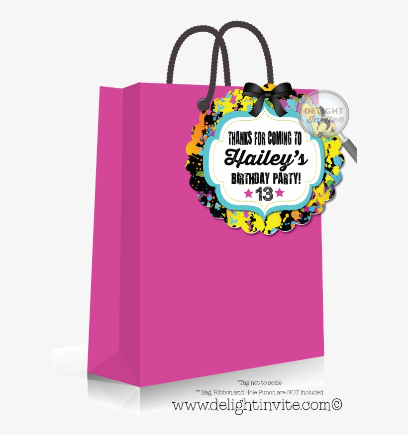Neon Glow Birthday Favor Tag - 40th Birthday Black Thank You Tag, transparent png