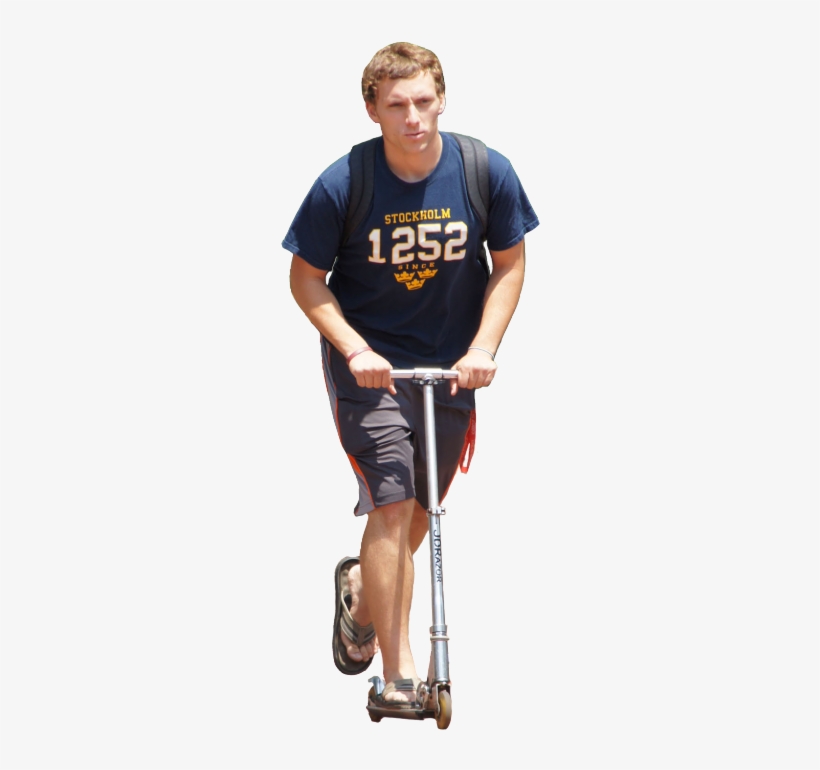 College Student On Razor Scooter Source - Human, transparent png