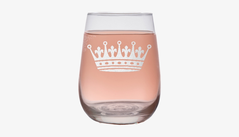 Royalty 17oz Stemless Wine Glass Engraved Crown W/ - 17oz Stemless Wine Glass, transparent png