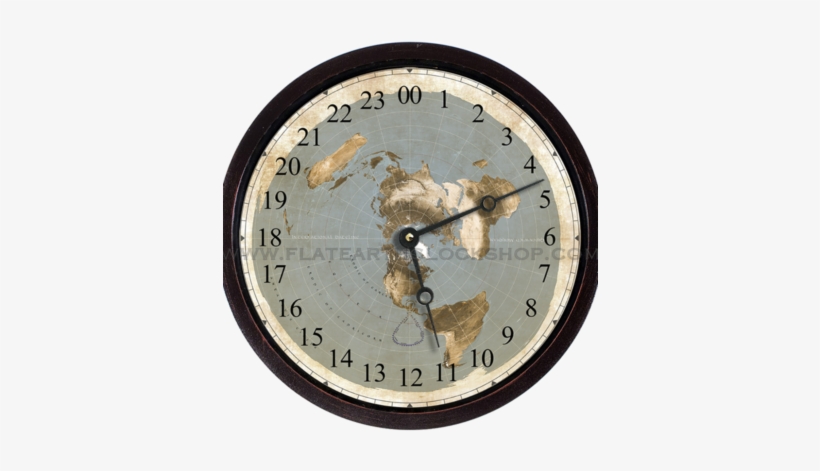 12″ Flat Earth Map 24 Hour Wall Clock - Flat Earth And Clocks, transparent png