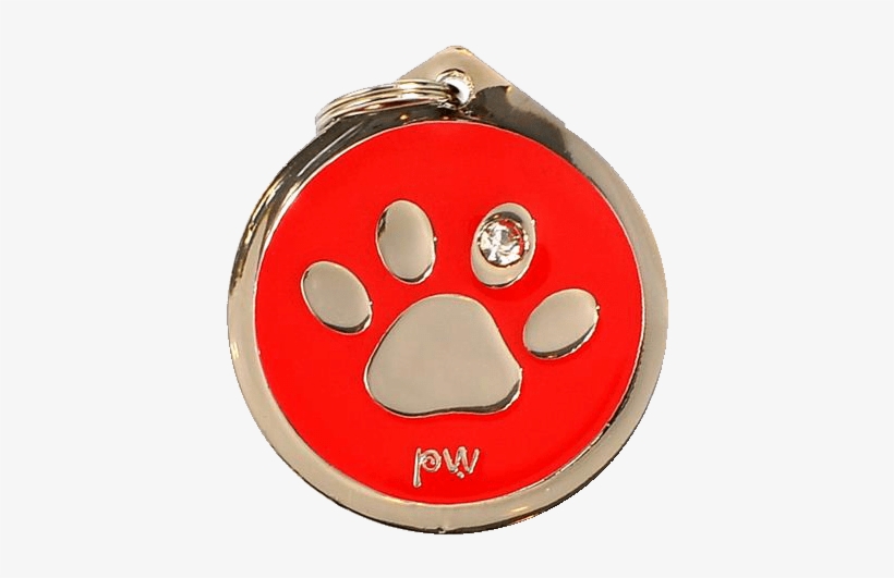 Chapa Identificativa Para Perro Fashion Diseño De Huella - B Roja Y Huella Azul, transparent png