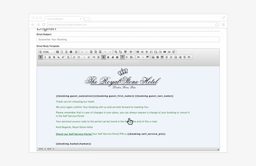 The Personalised Email Template Editor Screen In Clock - Color, transparent png