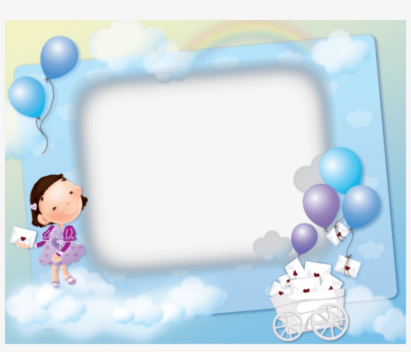 Marco Para Bebe Con Globos Azules - Cartoon Album Hd Background, transparent png