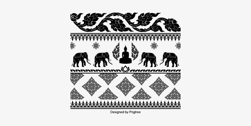 Thai Elephant Retro Pattern Vector Material, Elephant - Portable Network Graphics, transparent png