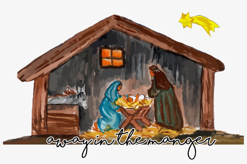 Christmas Printed Transfers 2017 Sew Down South Image - Barn Crib Jesus, transparent png
