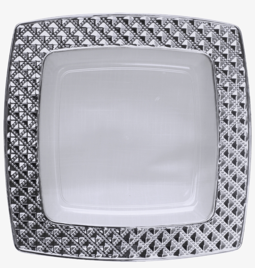 Elegant Square Disposable Plate 20cm Silver-clear 10pcs - Buynsave Clear With Silver Heavyweight Plastic Elegant, transparent png