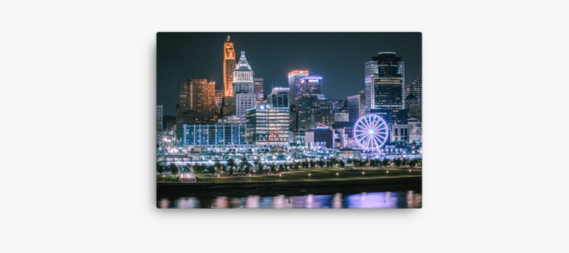 "night City Skywheel" - Cincinnati Skyline With Ferris Wheel, transparent png