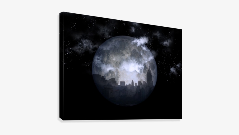 Full Moon Night City Canvas Print - Full Moon, transparent png