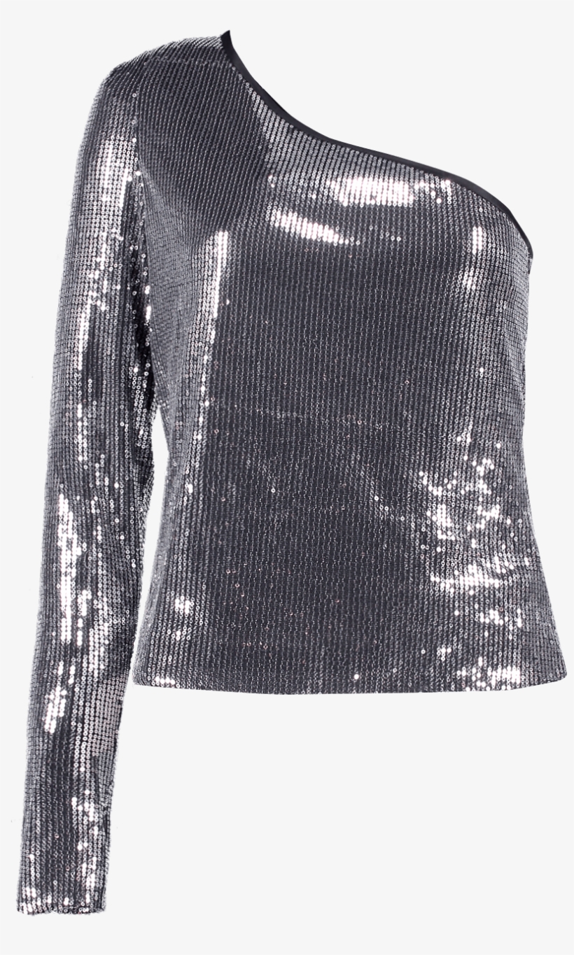 The One Shoulder Sequin Top - All Over Sequin Top, transparent png