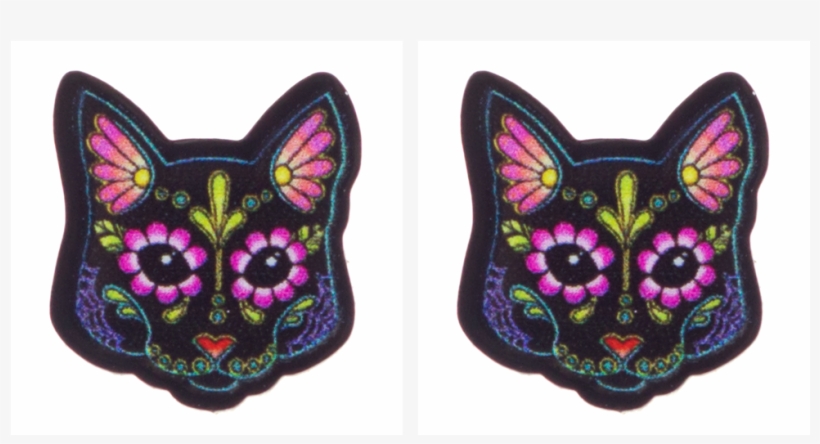 Pretty In Ink Day Of The Dead Cat Earrings Black - Day Of The Dead Cats, transparent png