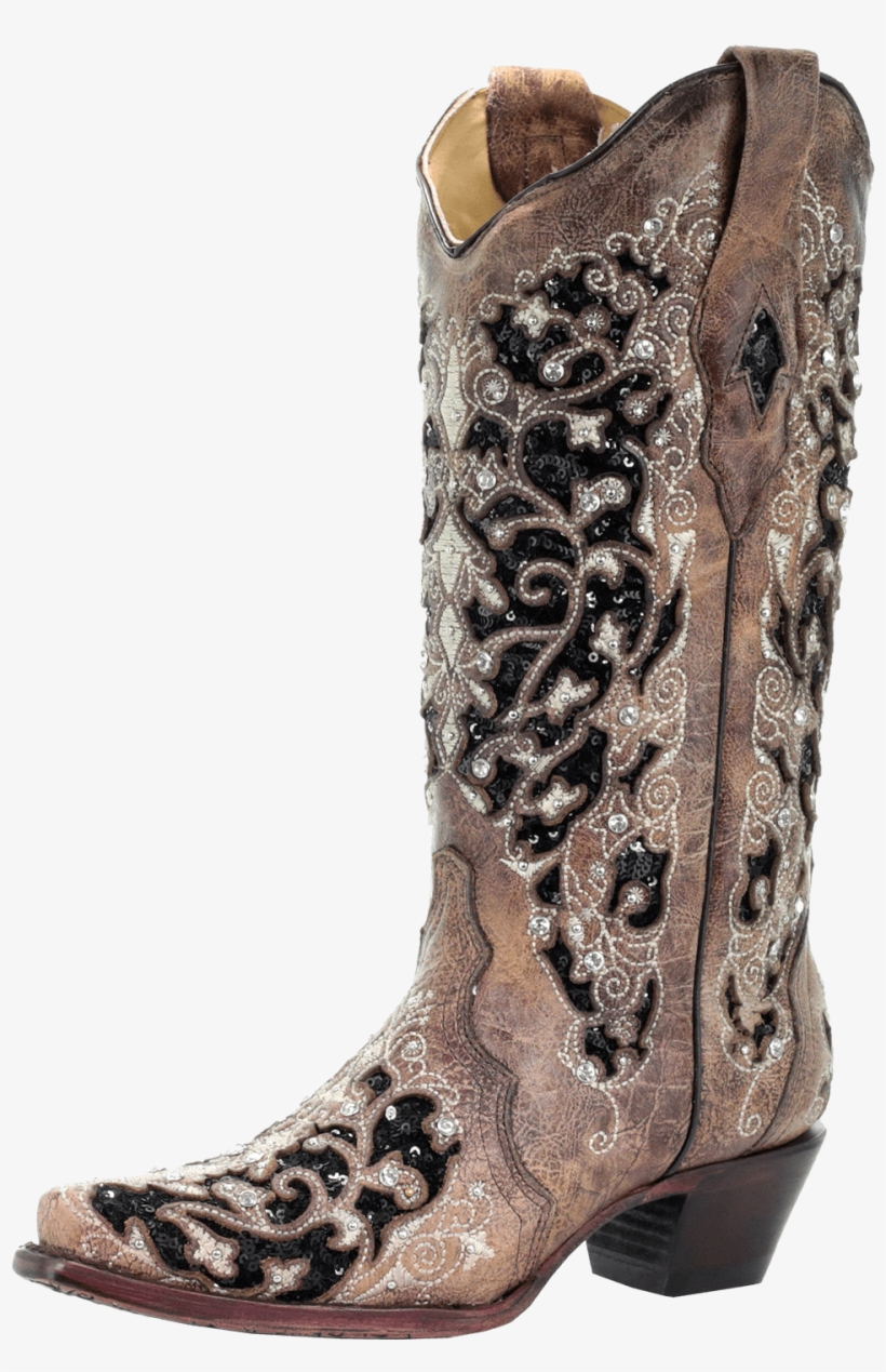 Corral Women's Black Sequins Inlay & Floral Embroidery - Embroidery, transparent png