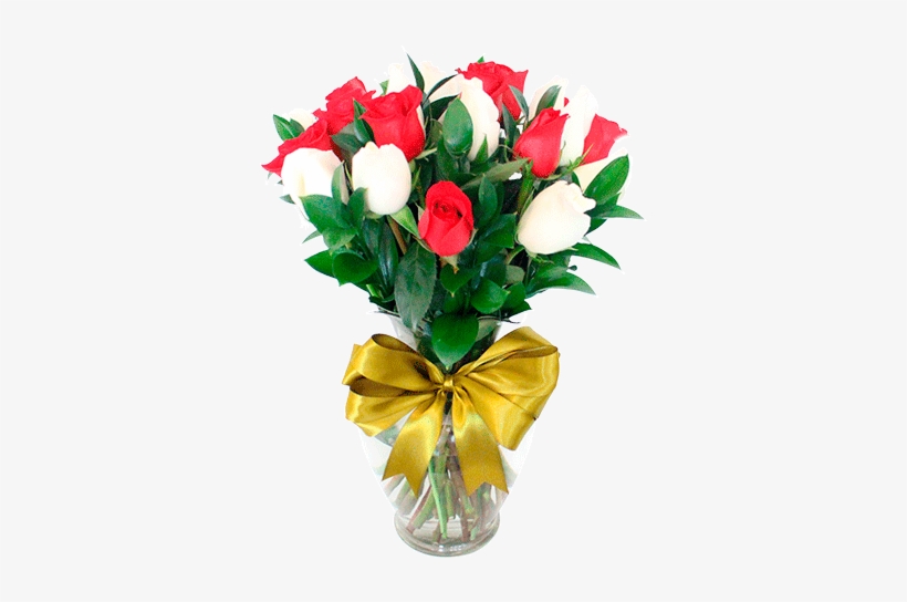 Florero Con 24 Rosas Rojas Y Blancas - Mexico City, transparent png