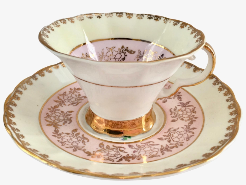 Regency England Pink And Gold Filigree Bone China Teacup - Teacup, transparent png
