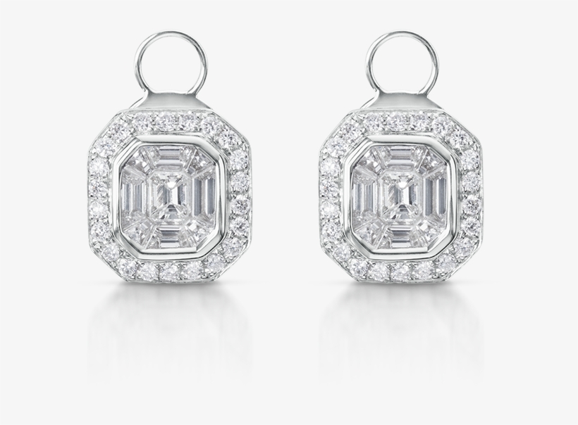 Earrings Illusion Asscher Diamond Halo Stud Earring - Earring, transparent png