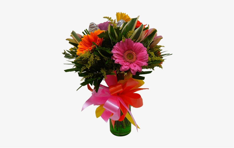 Arreglo Floral Con Gerberas Y Fresas Con Chocolate - Arreglo Floral Gerberas Png, transparent png