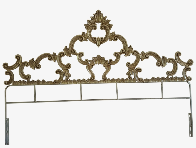 Antique Silver Leaf Scrolled King Headboard On Chairish - Headboard, transparent png