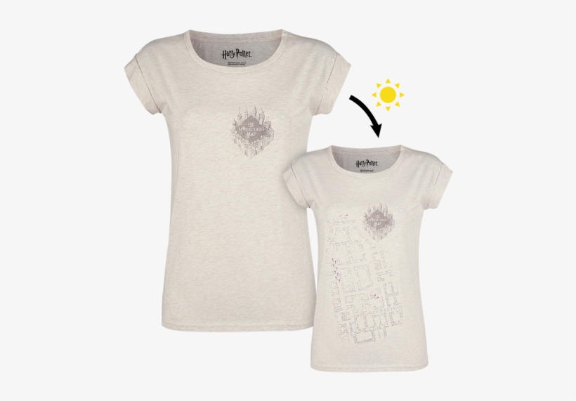 Mujer Marauders Map Uv Camiseta Jaspeado Crema 51% - Women Harry Potter T-shirt Marauders Map Uv, transparent png