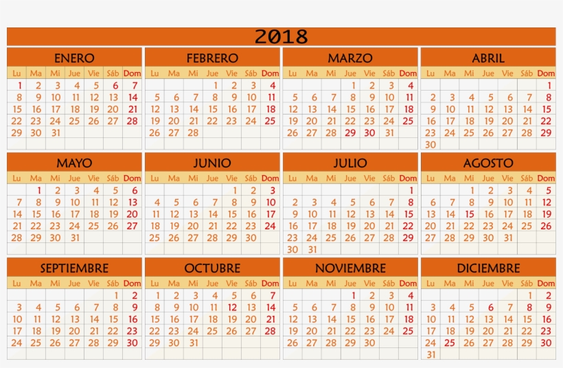 Calendario Pared A3plus Todo El A O A La Vista Tus - Calendario 2018 Png Naranja, transparent png
