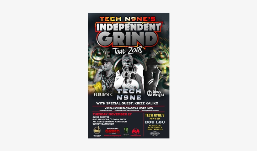 Tech N9ne Independent Grind Tour 2018, transparent png