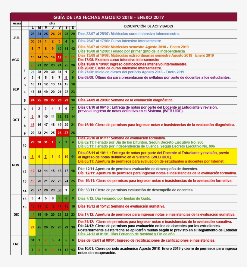 Calendario Académico Quito - Universidad Internacional Del Ecuador (uide) - Quito, transparent png