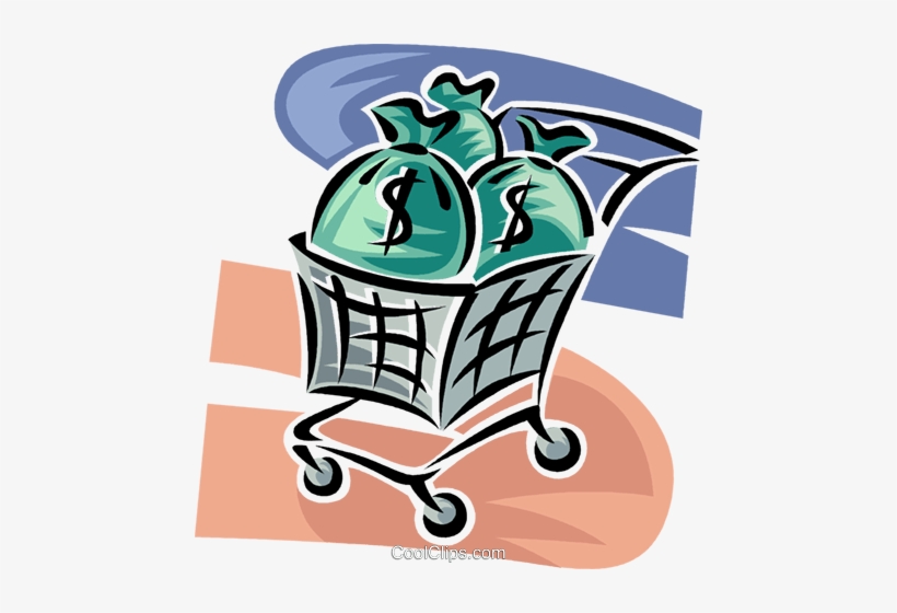 Bolsas De Dinero En Un Carro De La Compra Libres De - Illustration, transparent png