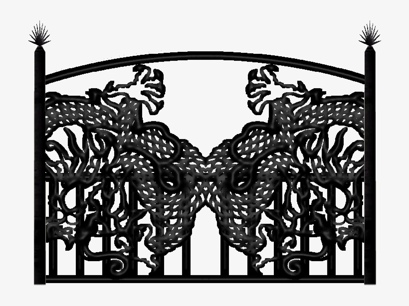 Dragon Wrought Iron Fence - Fence, transparent png