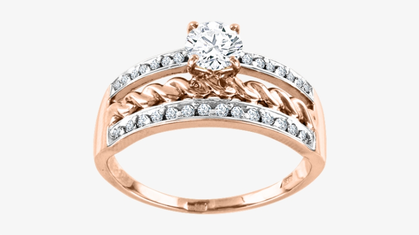 Lady´s Ring In Red Gold Of 585 Assay Value With Zirconia - Ring, Rot/weißgold, transparent png