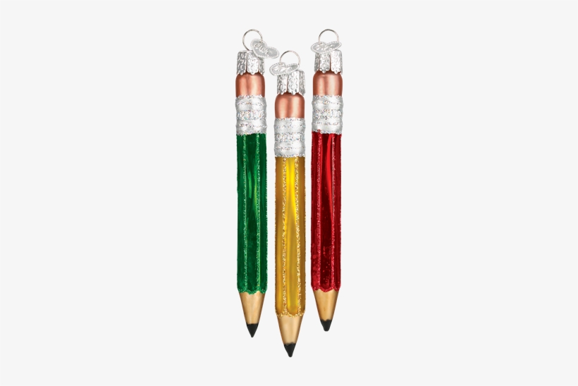 Pencil Ornament Red Green Gold Set Of 3, transparent png