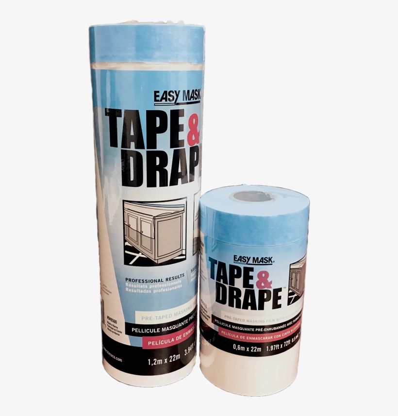 Tape & Drape With Perfect Edge Blue - Easy Mask 949460 .6m X 22m Plastic Pre Taped Drop Cloth, transparent png