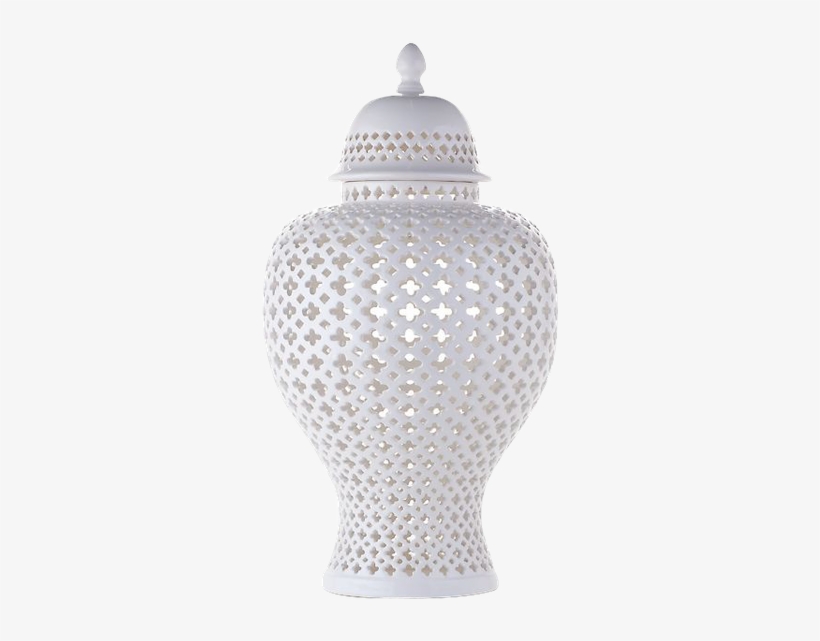 White Ceramic Filigree Jar, transparent png