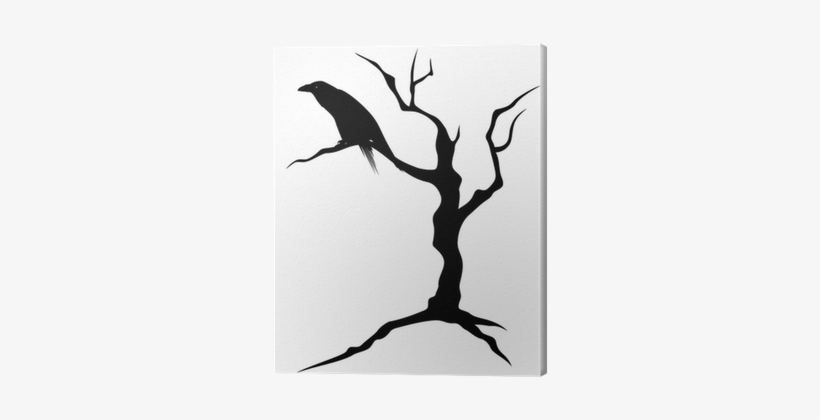 Raven Sitting On The Bare Tree Canvas Print • Pixers® - Stickalz Llc Spooky Branches With Birds Wall Art Sticker, transparent png