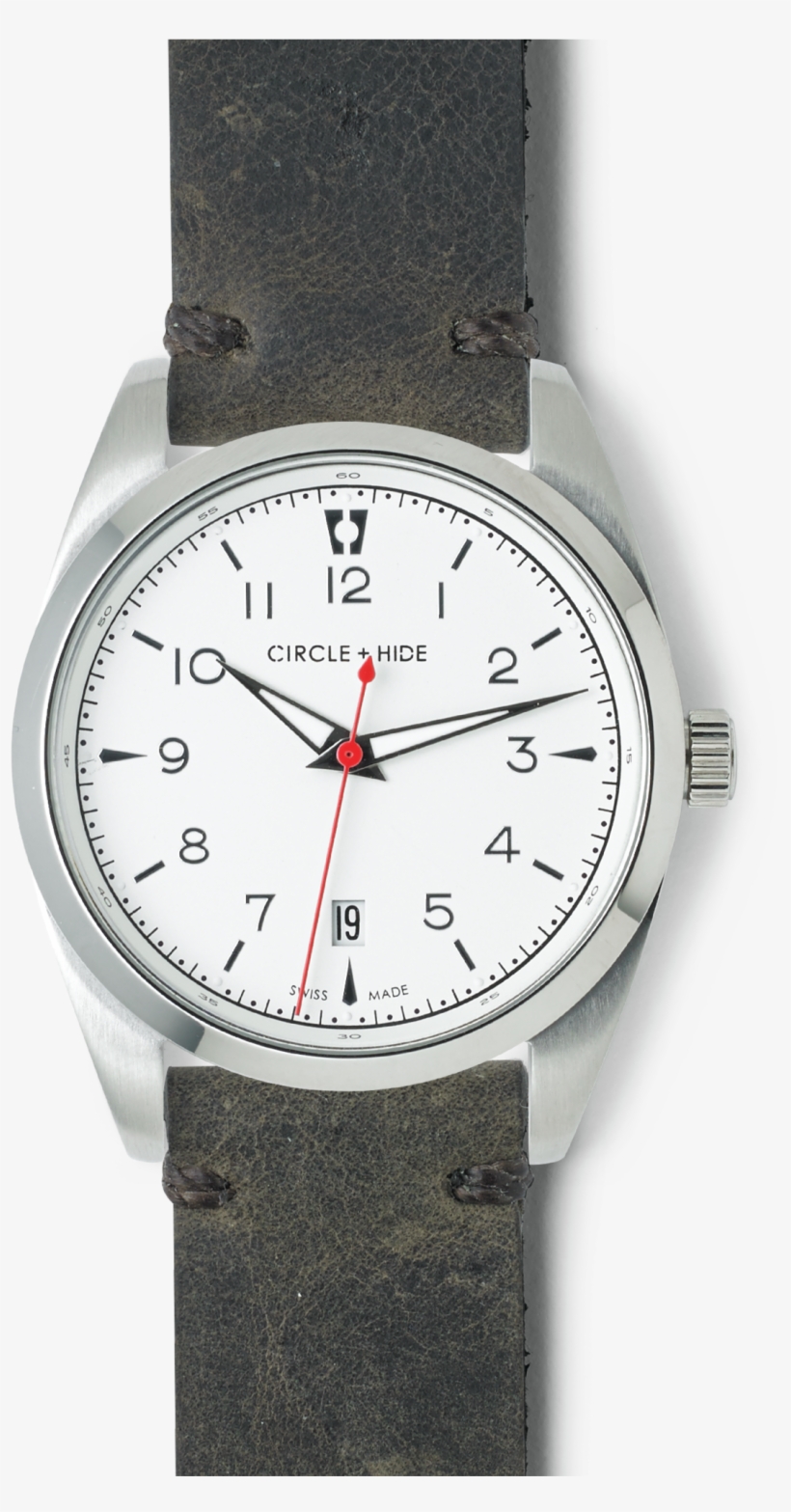 Stainless Steel Watch White Dial Distressed Brown Leather - Watch, transparent png