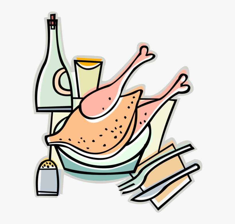 Roast Turkey Dinner With Knife And Fork - Vector Graphics, transparent png