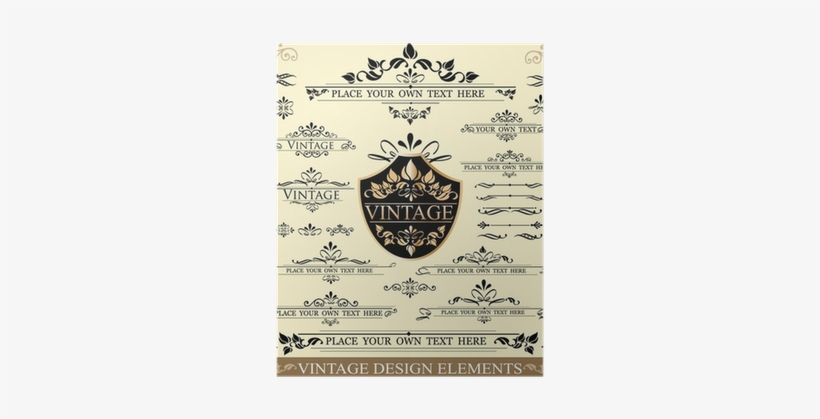 Vector Set Of Vintage Design Elements Poster • Pixers® - Suv Brown Mini Car,personality Keychain, Especially,drop, transparent png